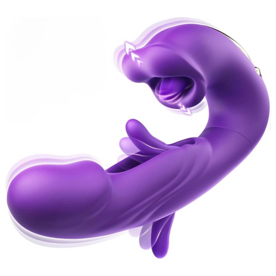 3 in 1 Tongue Licking Finger Flapping G Spot Dildo Vibrator Sex Toys for Women Clitoral Stimulation Massager Adults Masturbator