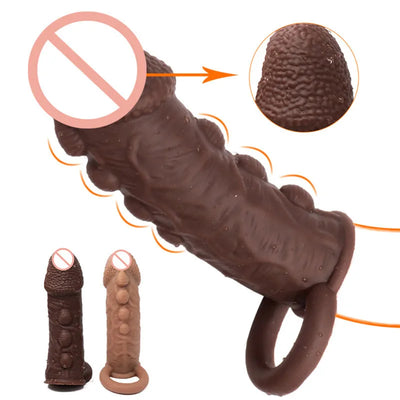 Silicone Penis Cover Reusable Condom Enlargement Extra Thick Penis Extender Cock Rings Sleeve Delay Ejaculation Sexitoys For Men