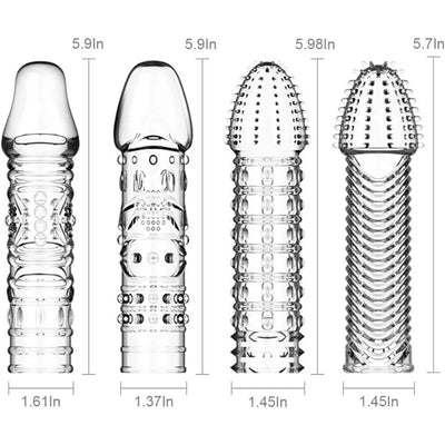 Silicone Penis Sleeves Reusable Condoms Cock Enlarger Penis Erection Sex Toy for Men Transparent Penis Enlargement Men Sex Toys