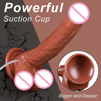 สมจริง Squirting Dildo Ejaculating อวัยวะเพศชายสำหรับผู้เริ่มต้น,นุ่ม Dildo โค้งและลูกผู้หญิง G-Spot Anal Prostate