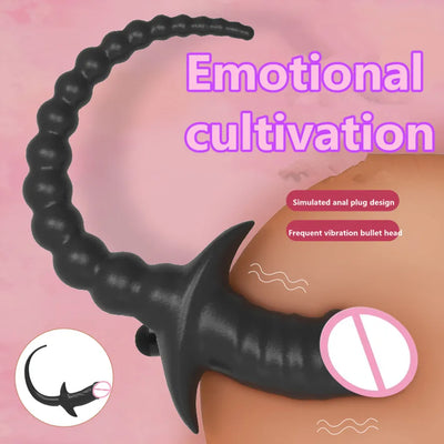 TPE with Vibrator Dog Tail Butt Plug Puppy Tail Anal Plug Toys G-spot Stimulator Erotic Adult Toys Slave Women Tail Gay Sex Toys