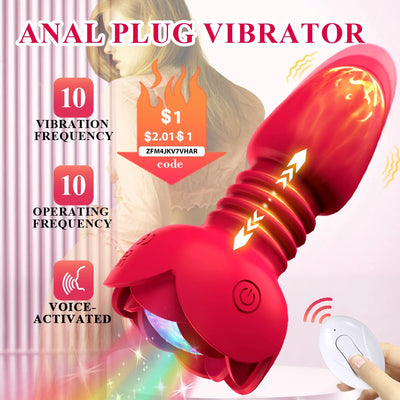 Telescopic Anal Plug Vibrator Butt Plug Vibrating Dildo Wireless Remote Prostate Massager Vagina Masturbator Sex Toy for Men Gay