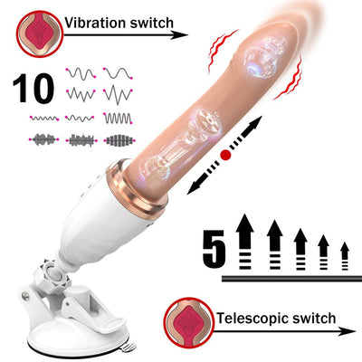 เครื่อง Telescopic Dildo Vibrator และอัตโนมัติขึ้นลง Massager G Spot Thrusting Retractable ช่องคลอดของเล่นหญิงการสำเร็จความใคร่