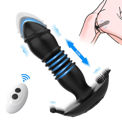 Thrusting เครื่องสั่น Dildo Anal Plug Vibrator สำหรับชายต่อมลูกหมากนวด Masturbators Remote Butt Plug Telescopic Vibrator SexToys