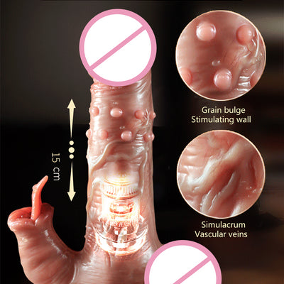 Thrusting Dildo จริง Vibrator ดูดถ้วย Telescopic ความร้อน Penis Vibrator หญิง Masturbator เซ็กซ์ทอยสำหรับสตรี