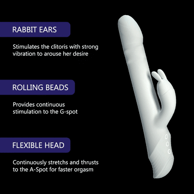 Thursting กระต่าย Vibrator สำหรับผู้หญิง Rolling ลูกปัดซิลิโคน Dildo Clitoris G Spot Stimulator ผู้ใหญ่เซ็กซ์ทอย Drywell V20