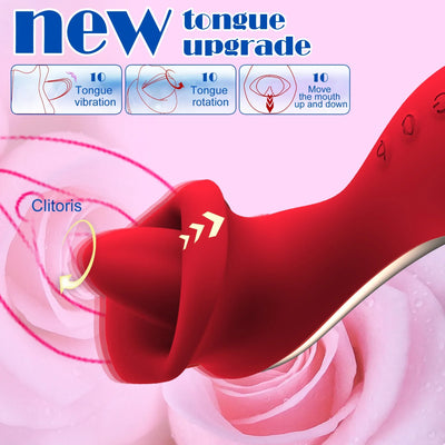 Tongue Licking Vibrator for Women with Handle 10 Speed Clitoral Stimulator Nipple G-Spot female Masturbator Adult Sex Toys 18+