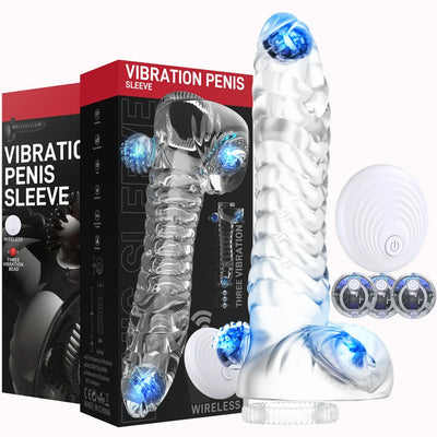 Transparent Realistic Penis Enlargement Sleeve Cock Ring Delay Ejaculation Extender Condoms Lock Ring Sex Toys for Men Adult