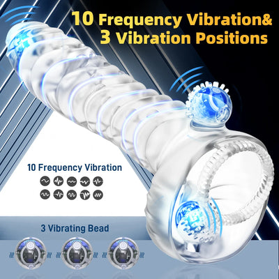 Transparent Realistic Penis Enlargement Sleeve Cock Ring Delay Ejaculation Extender Condoms Lock Ring Sex Toys for Men Adult