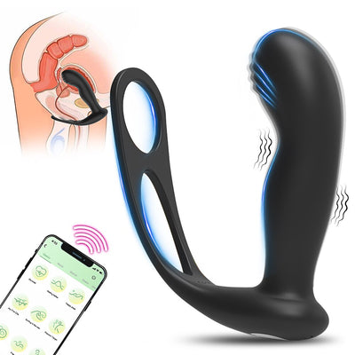 Vibrator ชายต่อมลูกหมากนวด Butt Plug ชะลอการแหวนควบคุม Backyard ของเล่นสามจุดกระตุ้นคู่ Flirt