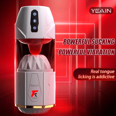 Yeain Sex toys Men Automatic Masturbation Cup Adult Sexy Toy Tongue Licking Sucking Vibrating Penis Trainer Heated Masturbator