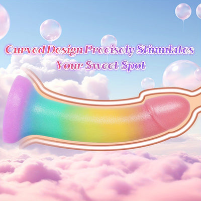 Liquid Silicone Soft Dildo, 7" Strap On G Spot Anal Suction Cup Dildos for Women Pleasure, Pink Purple Fantasy Thin Women Adult Sex Toys Dildos for Beginner, Jelly Smooth Penis Female Sex Toy