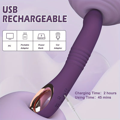 USB Rechargeable Dual Function Adult Toy: 10 Vibration and Stimulation Modes, Realistic Silicone Design, Suitable for Female and Couples