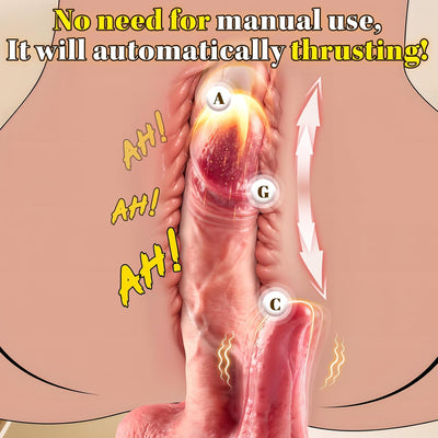 Automatic thrusting dildo vibrator targeting A-spot, G-spot and clitoris