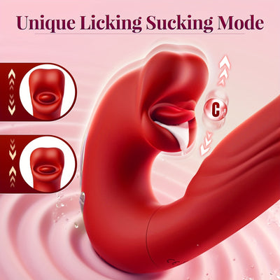 Thrusting Vibrator Sex Toys - G Spot Vibrator Women Sex Toys With 7 Thrusting & Vibrating & Licking Modes Tongue Toy For Women For Clitoral Stimulation Thrusting Dildo Adult Toys Rose Sex Toy