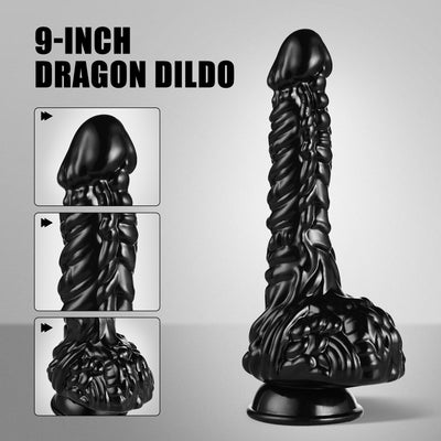 Dragon Design TPE Penis, 9-Inch Solid Color Uncharged Male Dildo for Masturbation, Hand Washable Male Erotic Accessory