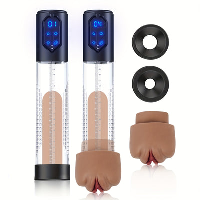 Automatic Penis Pump Sex Toys - Electric Male Masturbator Vacuum Pump With 3 Suction & 4 Erection Intensities, Pump Penis With 2 Vagina Sleeve For Adult Men
