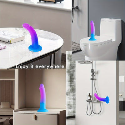 5.5" Soft Silicone Dildo - Flexible Anal Plug with Suction Cup for Hands-Free Play, Beginner-Friendly, Latex-Free Adult Sex Toy for Women and Couples
