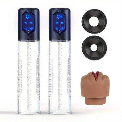 Automatic Penis Pump Sex Toys - Electric Male Masturbator Vacuum Pump With 3 Suction & 4 Erection Intensities, Pump Penis With 2 Vagina Sleeve For Adult Men