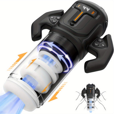 Automatic Male Masturbator Sex Toys, Unique Male Sex Toys With 4 Thrusting & Rotating Modes For 4 Speeds, Male Stroker With Handles & Digital Display & One-Click Burst For Men, Sergeant Major