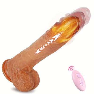 Thrusting Dildo Vibrator Sex Toys - 8.8" 3IN1Heated Realistic G-Spot Anal Vibrating Dildo with 3 Telescopic & 5 Vibration Modes Adult Toy, Strap on Thick Silicone Dildos for Women Couples