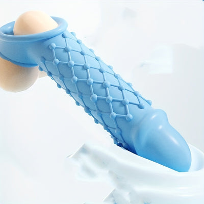 Blue Purple White Large TPE Material Wolf Tooth Mesh Simulation Penis Cover Penis Sleeve