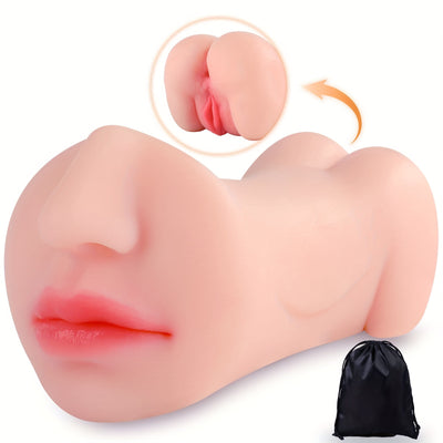 3 In 1 Pocket Pussy Male Masturbator, Double-Ended Stroker With Vagina Anus & Mouth, 3D Realistic Textured Deepthroat Blowjob Toy For Men Masturbation, Male Sex Toys With Storage Bag