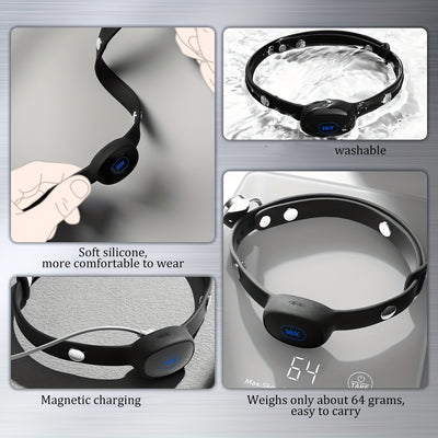 Bondage Device Electric Shock Neck Collar with Lock BDSM Electric Shock Neck Collar for Male Female, Silicone Adjustable Collar E-stim Bondage Device with Lock SM Restraints Role Play Adult Sex Toys for Men Women Couples