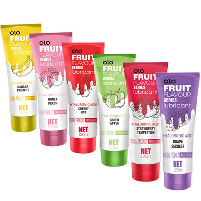 Complete set of 6 OLO fruit flavored water-based lubricants 120ml