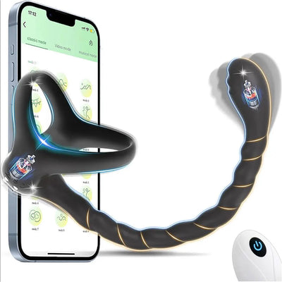 Beginner Anal Vibrator APP Control Vibrating Butt Plug Cock Ring for Men Prostate Massager Anal Plug for Gay Sex Toy for Men 18+