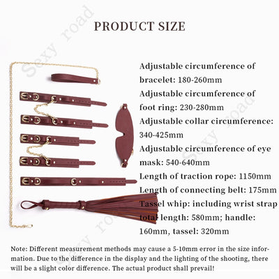 BDSM ชุดเครื่องราง Bundle Bondage หนังชุดยับยั้งชั่งใจทาส Handcuffs ห่วง Whip สุนัข Slave เกมสำหรับผู้ใหญ่