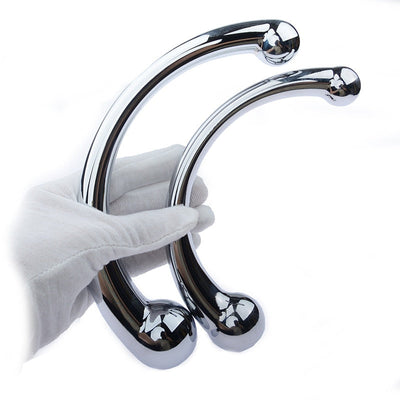 Double Ended Stainless Steel G Spot Wand Massage Stick Pure Metal Penis P-Spot Stimulator Anal Plug Dildo Sex Toy for Women Men