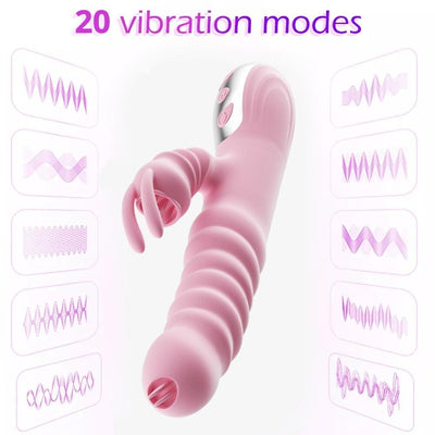 Licking Vibrating Rabbit Vibrator Telescopic Vibrator Swing Heating Fidget Pink Adult Product Sex Toys For Woman Masturbator