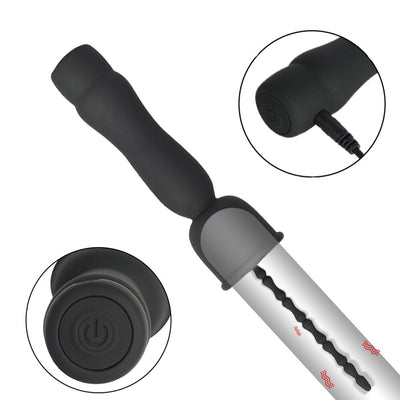 Mushroom Head 16-frequency Vibration Urethral Stick Rechargeable Massage Male Silicone Penis Time-lapse Training Exercise Black