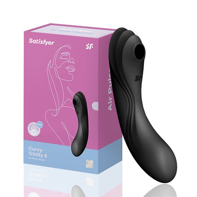 Satisfyer Curvy Trinity 4ของเล่นสำหรับสตรี18 + G-Spot Vibrator 3in1 Clit ดูด Stimulator ซิลิโคนกันน้ำสีดำของเล่น