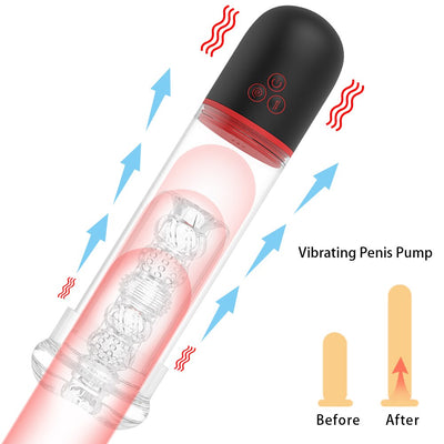 Sucking Penis Pump Vibrator Enlargement Vacuum Pump Automatic Erection Trainer Penis Enlargement Cock Extender for Men Sex Toys