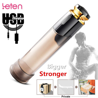 Leten Electric Penis Pump USB Rechargeable Auto Penis Enlargement Vacuum Pump Erection Penis Extender Male Masturbator Sex Toys
